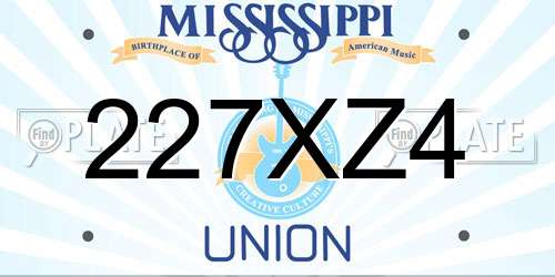 227XZ4 Mississippi License Plate
