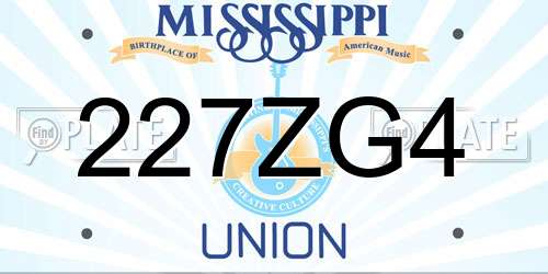 227ZG4 Mississippi License Plate