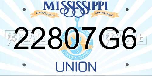 22807G6 Mississippi License Plate