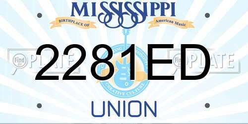 2281ED Mississippi License Plate