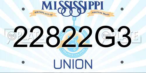 22822G3 Mississippi License Plate