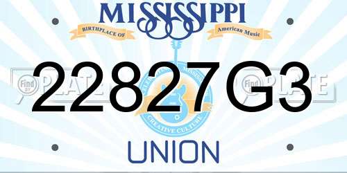22827G3 Mississippi License Plate