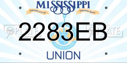 2283EB Mississippi License Plate
