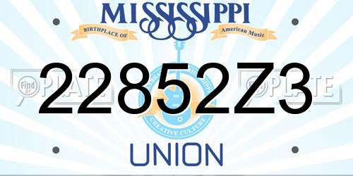 22852Z3 Mississippi License Plate