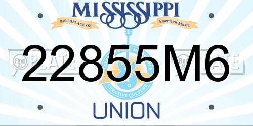 22855M6 Mississippi License Plate