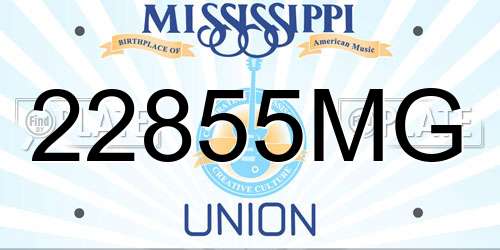 22855MG Mississippi License Plate