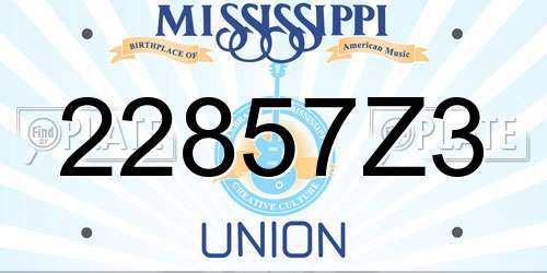 22857Z3 Mississippi License Plate