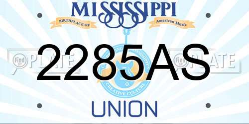 2285AS Mississippi License Plate