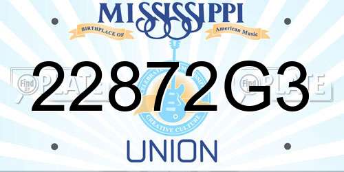 22872G3 Mississippi License Plate