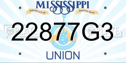 22877G3 Mississippi License Plate
