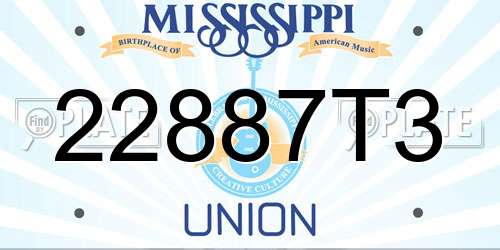 22887T3 Mississippi License Plate