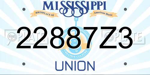 22887Z3 Mississippi License Plate