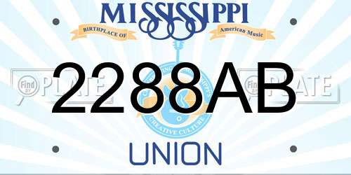 2288AB Mississippi License Plate
