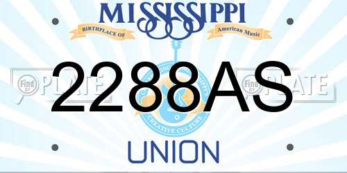 2288AS Mississippi License Plate