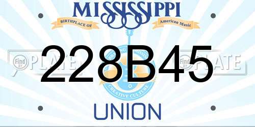 228B45 Mississippi License Plate