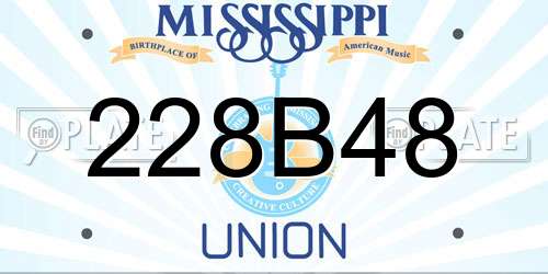 228B48 Mississippi License Plate