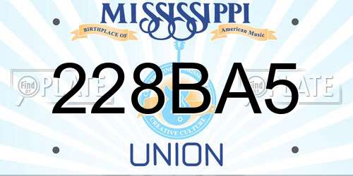 228BA5 Mississippi License Plate