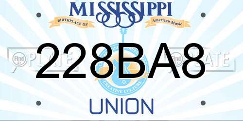 228BA8 Mississippi License Plate