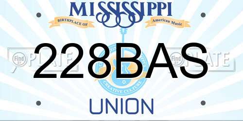 228BAS Mississippi License Plate