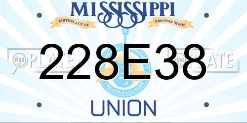 228E38 Mississippi License Plate