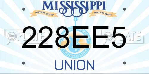 228EE5 Mississippi License Plate