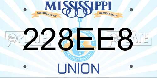 228EE8 Mississippi License Plate