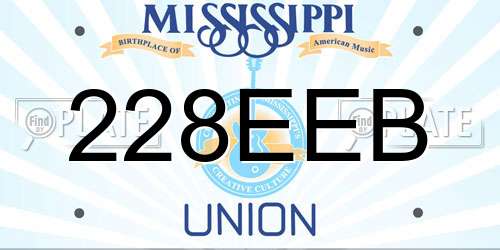 228EEB Mississippi License Plate