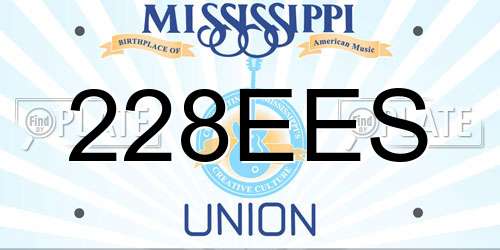 228EES Mississippi License Plate