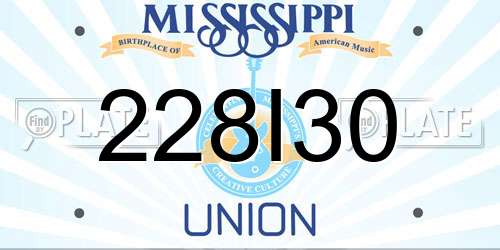 228I30 Mississippi License Plate