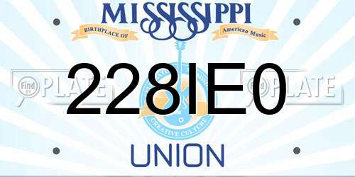 228IE0 Mississippi License Plate