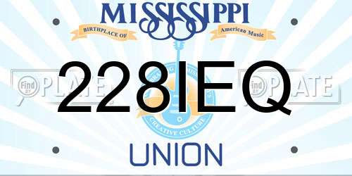 228IEQ Mississippi License Plate