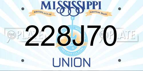 228J70 Mississippi License Plate