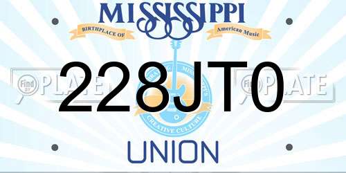 228JT0 Mississippi License Plate
