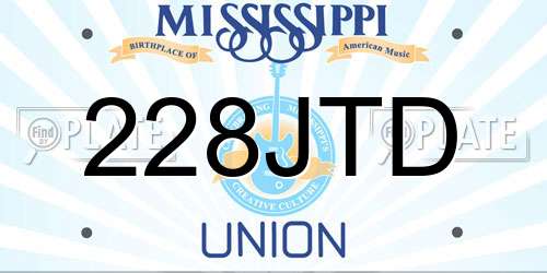 228JTD Mississippi License Plate