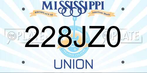 228JZ0 Mississippi License Plate