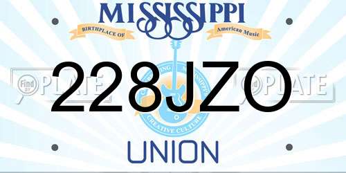228JZO Mississippi License Plate