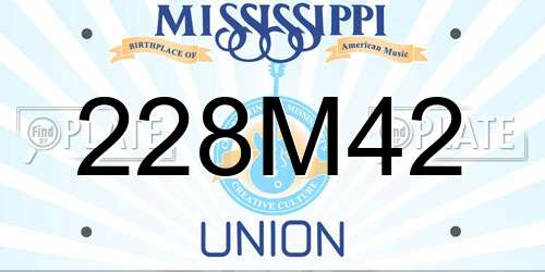 228M42 Mississippi License Plate
