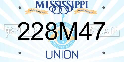 228M47 Mississippi License Plate