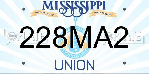 228MA2 Mississippi License Plate