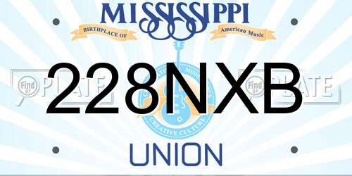 228NXB Mississippi License Plate