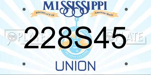 228S45 Mississippi License Plate