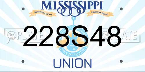 228S48 Mississippi License Plate
