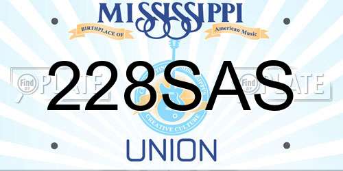 228SAS Mississippi License Plate