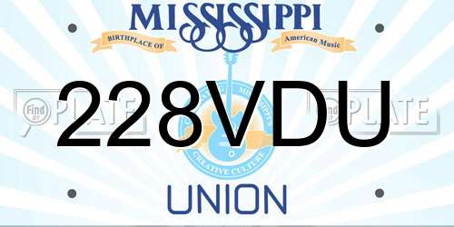 228VDU Mississippi License Plate