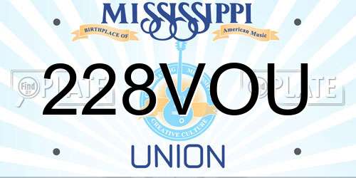 228VOU Mississippi License Plate
