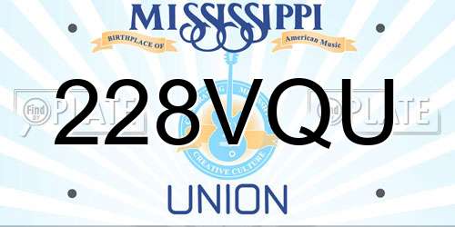 228VQU Mississippi License Plate