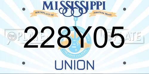 228Y05 Mississippi License Plate
