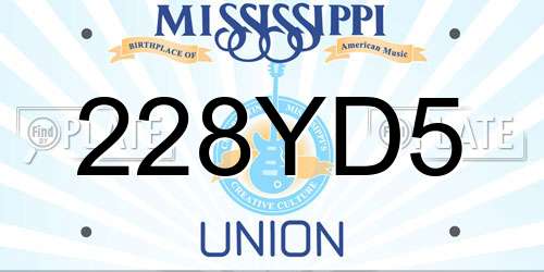 228YD5 Mississippi License Plate