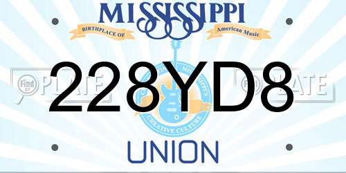 228YD8 Mississippi License Plate
