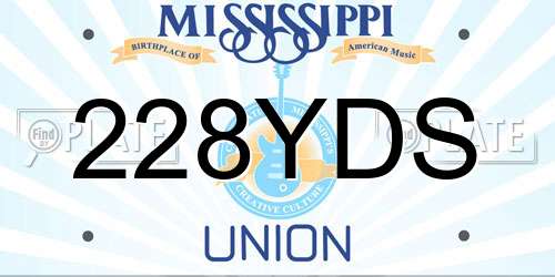 228YDS Mississippi License Plate